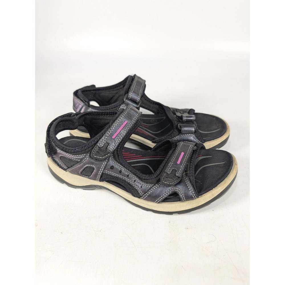Ecco Offroad Sandals Womens 40 Black Pink Metallic Sport Hiking Strappy Walking